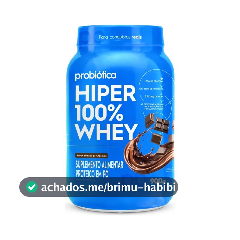 Whey Protein 900g Hiper Whey 100% Probiótica Chocolate Proteína e Recuperação