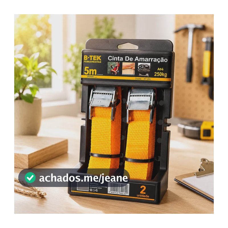 Kit 2 Cintas De Amarração De Carga Profissional 2,5m 250kg Laranja