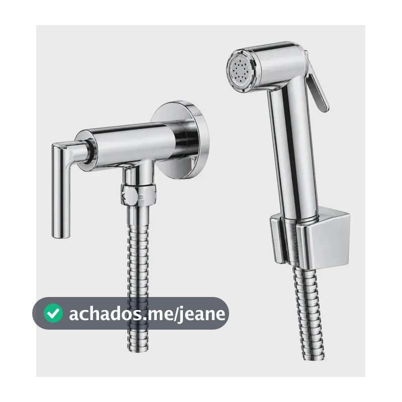 Ducha Higiênica Com Gatilho 1,2 Mts 1739 C182 Fani Cromado Jade Clássica Metal Completa Cinza Prateado