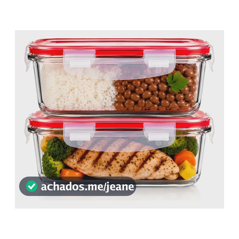 Pote Hermético De Vidro 640ml Para Marmita Com 4 Travas Transparente
