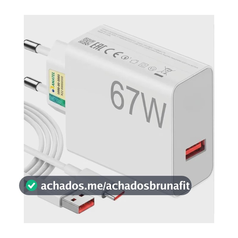 Carregador Turbo 67w Usb-c + Cabo Tipo C Branco