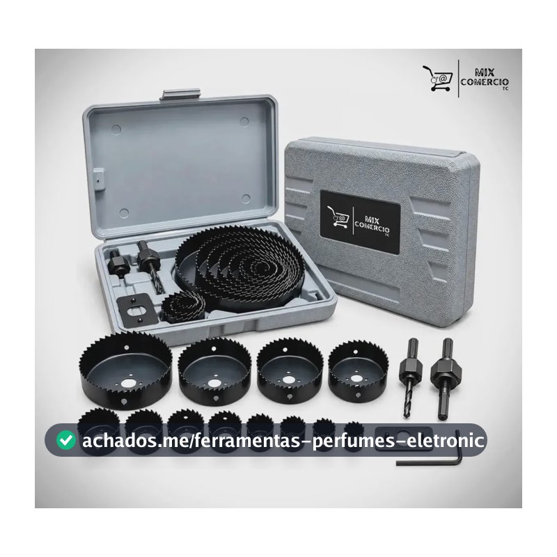 Jogo Serra Copo 16 Peças 19mm A 127mm Para Madeira Gesso Pvc Mdf Compensado Kit Completo Para Furadeira Conjunto De Serras Para Perfuração E Corte Circular Em Obras Reformas Marcenaria E Instalações