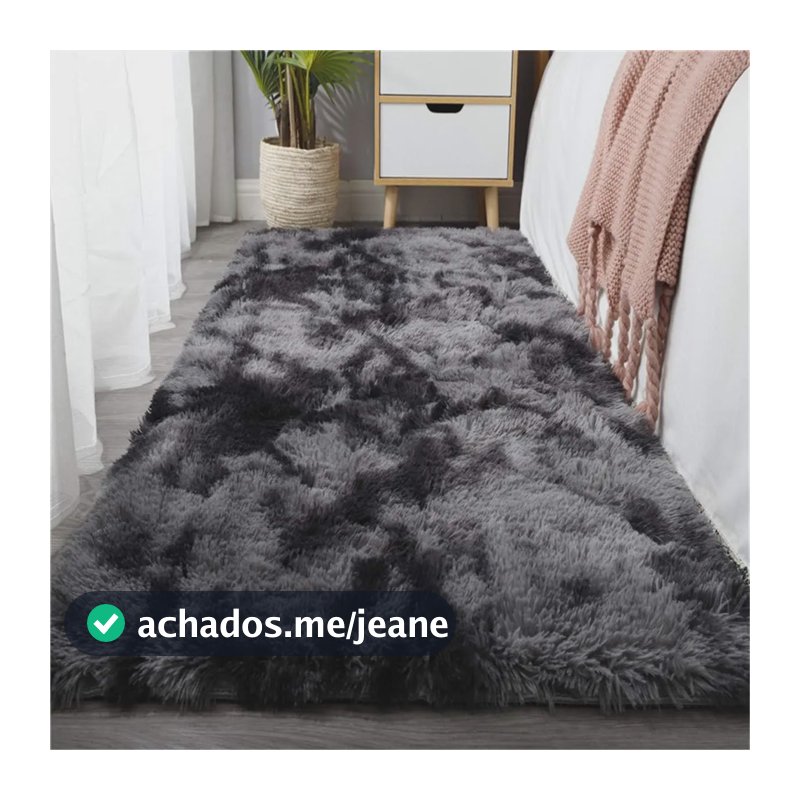 Passadeira Corredor 2,00x0,60 Tapete Super Peludo Beira De Cama Sala Quarto Cinza Mesclado 2 M 60 Cm