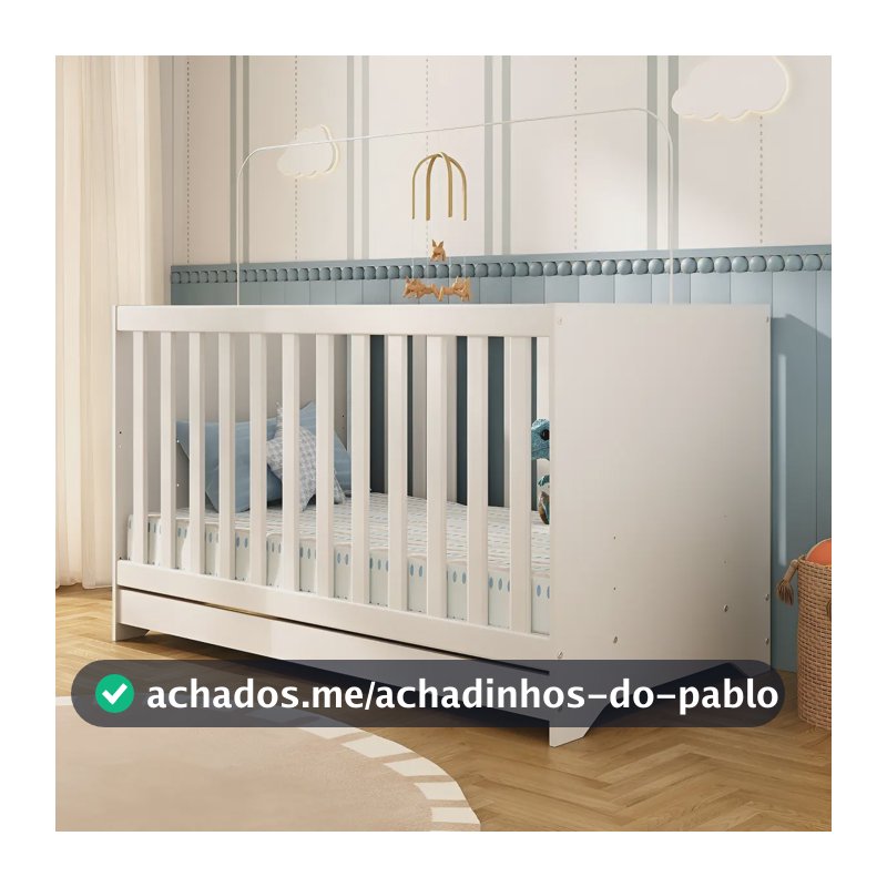 Berço Americano 3 em 1 para Colchão 130x70cm Multimóveis 0527PA Branco