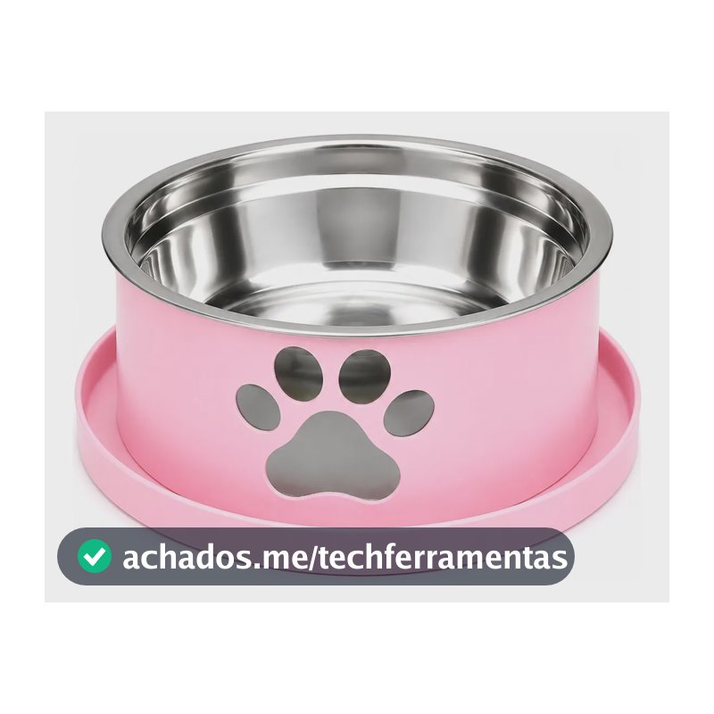 Comedouro Pet Anti Formigas Com Pote Inox Removível Para Cac 12v Rosa