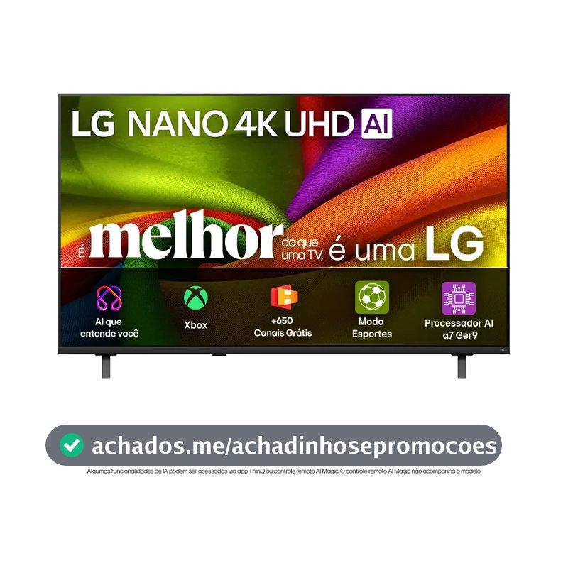 General F28 Smart TV 4K 55" LG NANO UHD AI NU850 2026 Processador α7 Ger9 HDR10 Xbox Bluetooth Wi-Fi AI Search Google Gemini webOS 26 - 55NU850BPSA