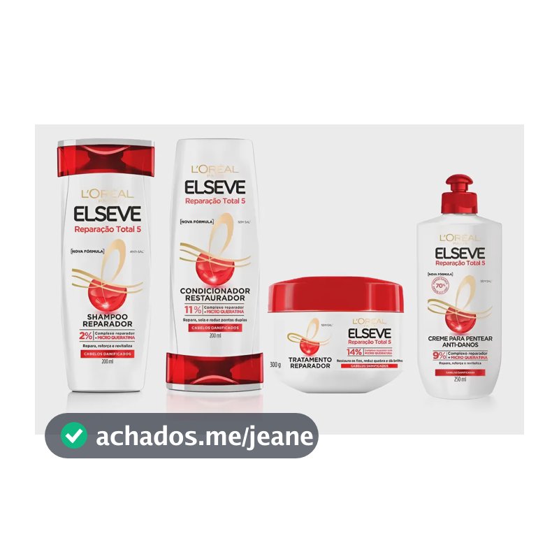 Kit Elseve Reparação Total 5 Shampoo+condi+máscara+ Creme
