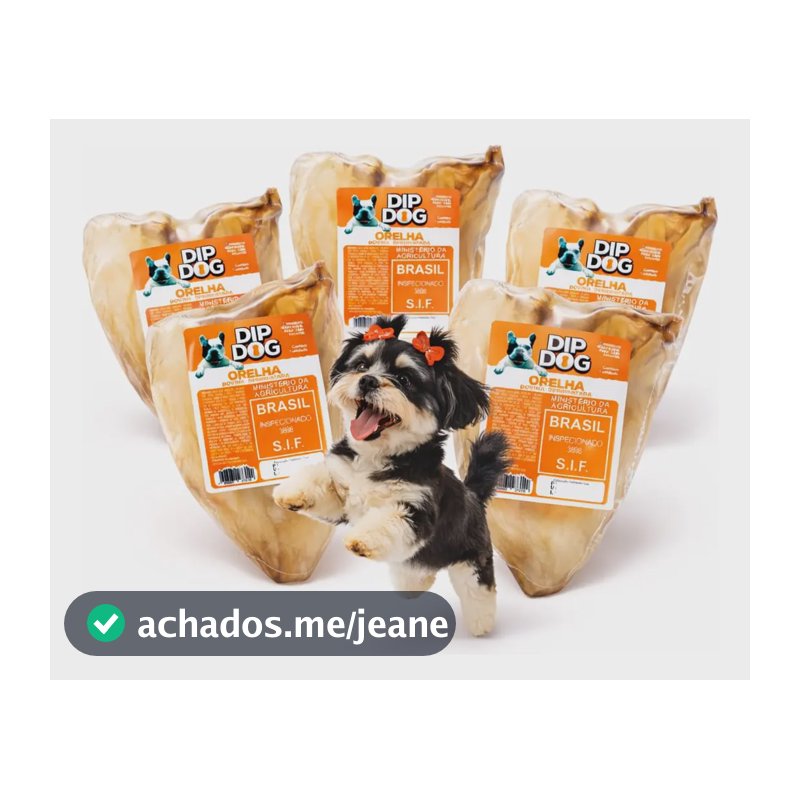 Kit 5 Mordedor Pet Para Cães Orelha Bovina Natural Dip Dog Cor Marrom