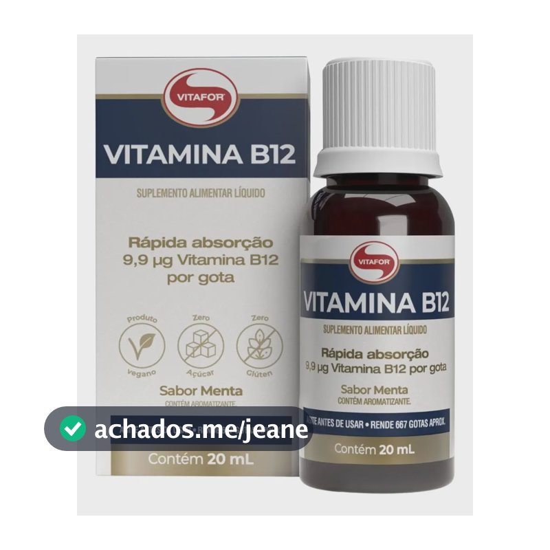 Vitamina B12 Vitafor em Gotas Vitamina B12 - 20ml menta - Vitafor Líquido