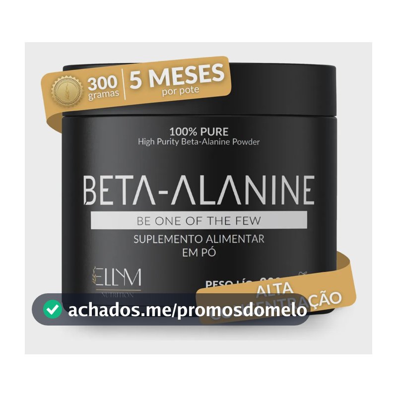 Beta Alanina 300g 100% Pura Performance Recuperação Muscular Pós Pré Treino 150 Doses Sem Sabor Concentrada Ellym Nutrition
