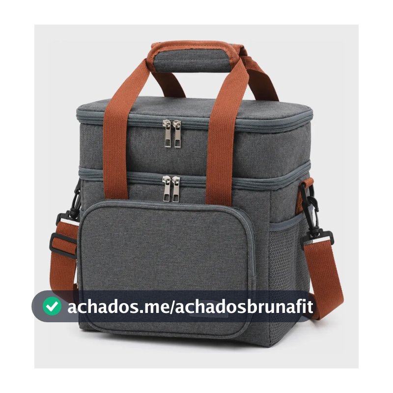 Bolsa Termica Marmita Lancheira Grande Alça Ombro Trabalho Academia Passeio Cinza