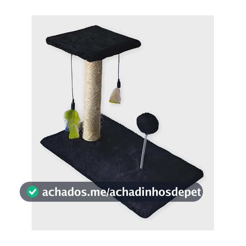 Arranhador Para Gatos Poste Duplo Brinquedo Interativo Cor Preto