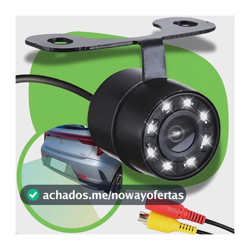 Câmera De Re Automotiva 8 Leds Hd Infravermelho Visão Noturna Colorida Universal Veicular Carro Borboleta 2 Em 1 A Prova D'agua Gurumania