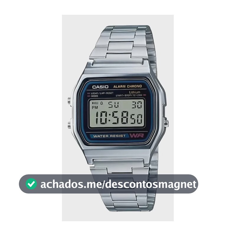 Relógio Unissex Casio Digital Esportivo A158wa-1df Prata Retrô Vintage Pulseira em Aço Inoxidável