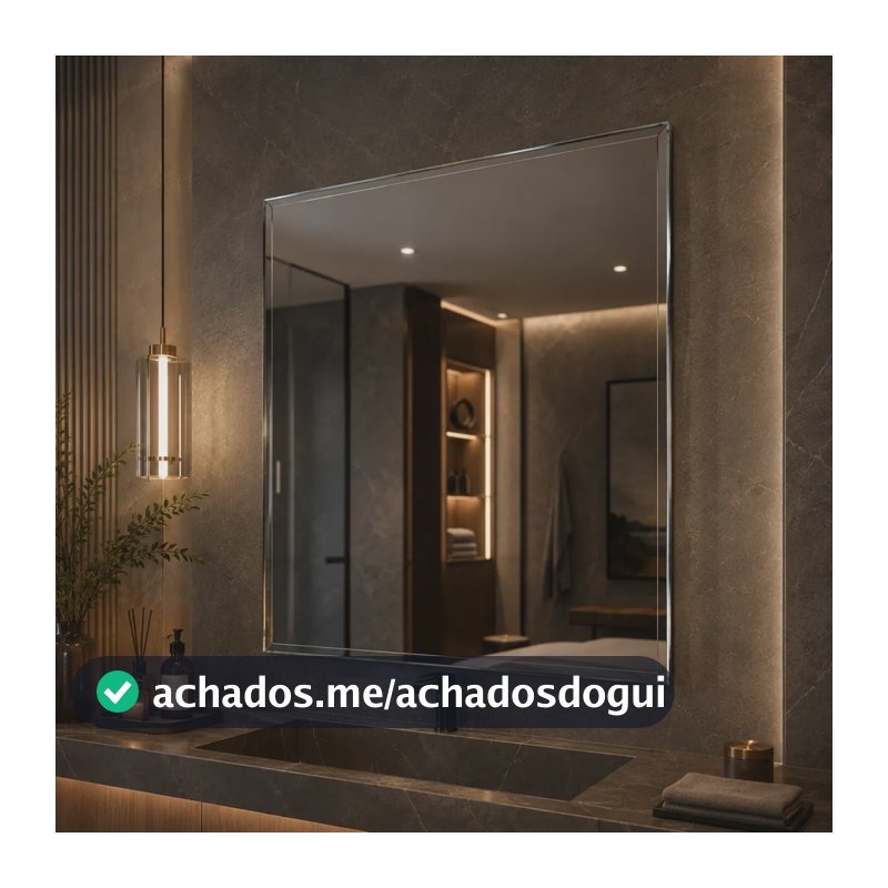 Espelho Mirano Paris 80x60cm Bisote Design Lapidado Moderno Suporte