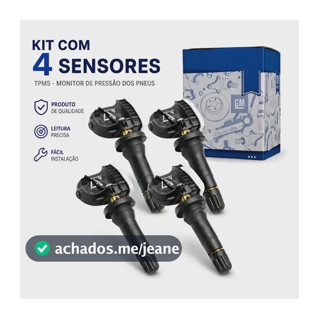 Kit Sensor Pressão Pneu Para Onix Cruze Tracker Spin S10 Gm