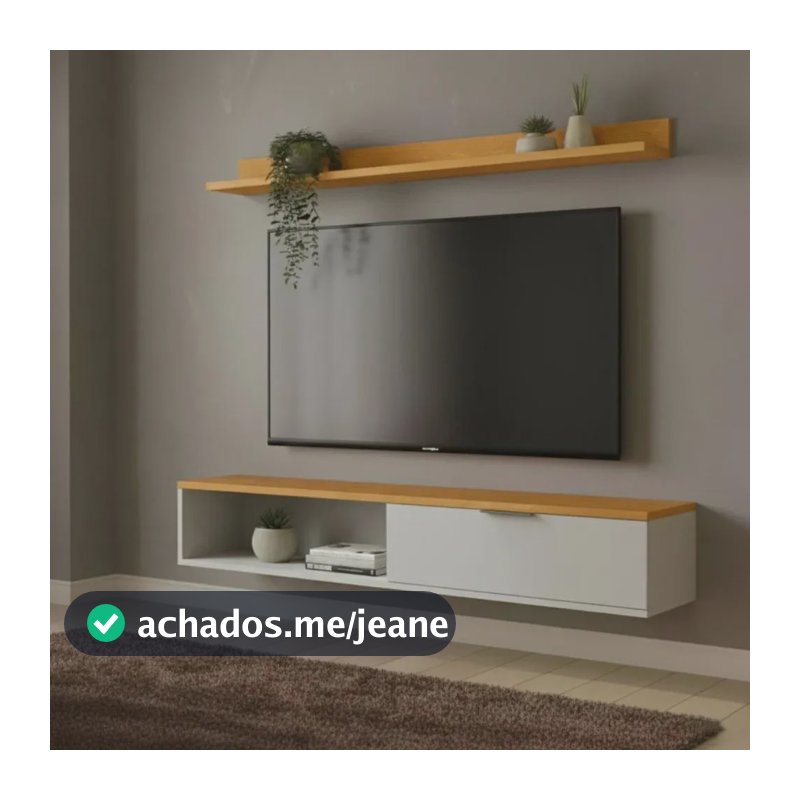 Rack Tv 55 Pol. Suspenso 136cm 1 Porta Lila Off/nature Z49