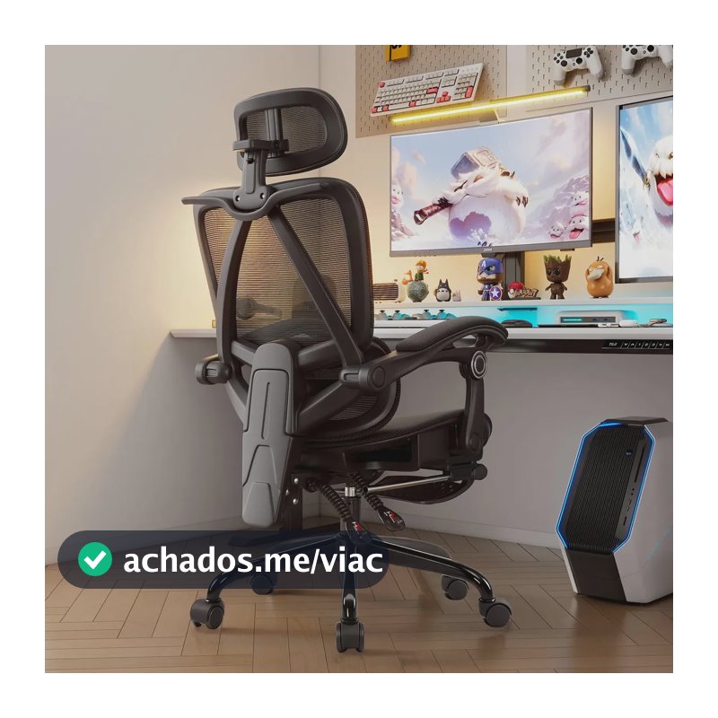 Cadeira De Escritório Ergonômica Premium Python Fly Cor Preto Material do estofamento Malha elástica