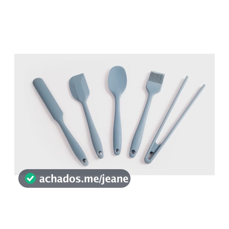 Kit De Utensílios De Silicone Com 5 Peças Azul - Oikos Azul