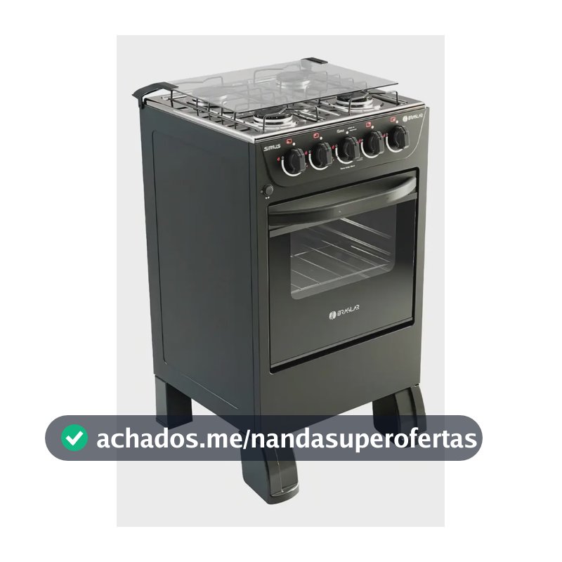 Fogão 4 Bocas New Sirius Plus Braslar Cor Preto
