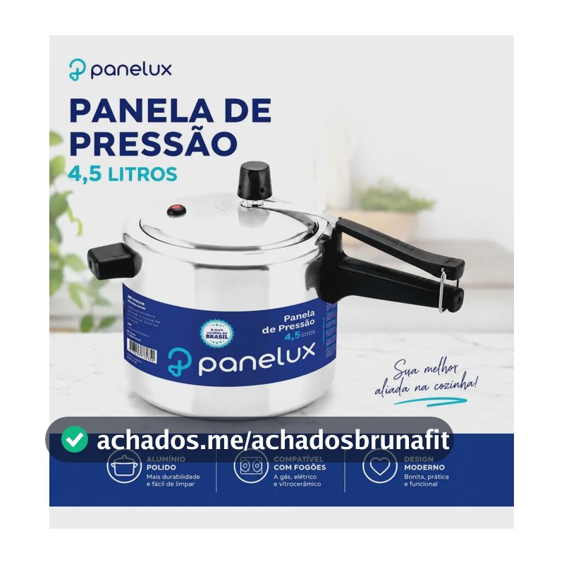 Panela De Pressão 4,5 Litros Alumínio Polido Panelux Classic Cinza