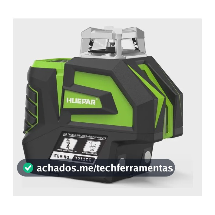 Nível A Laser Verde 5 Linhas + Ponto Huepar