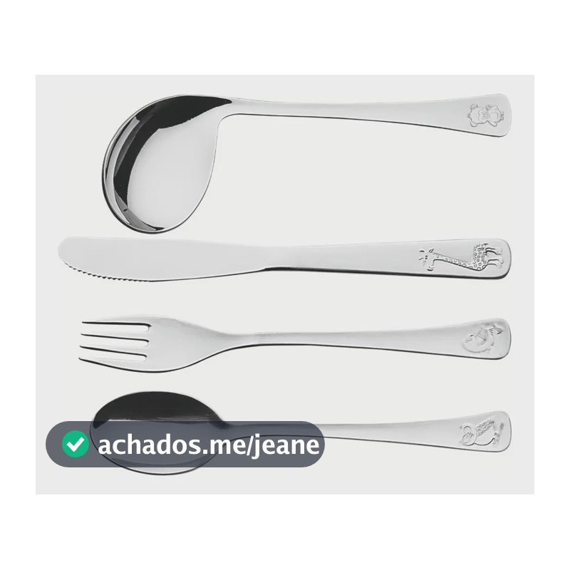 Jogo Talheres Infantil Tramontina Baby Aço Inox 4 Pçs 66970
