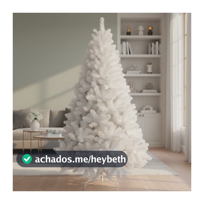Árvore De Natal Pinheiro Luxo 2,10m 800galhos Branco Branco