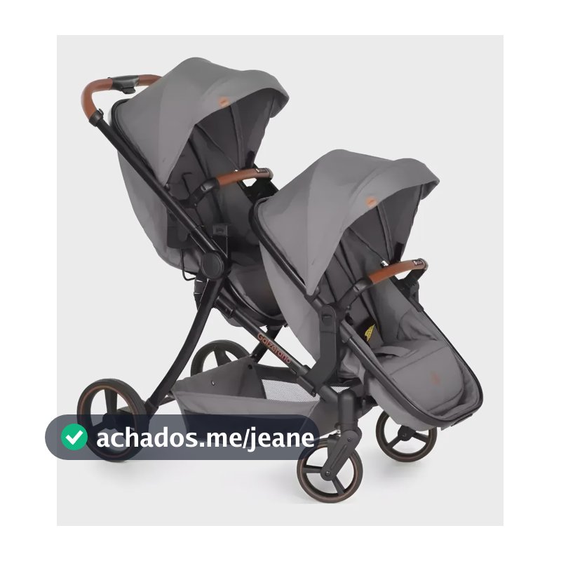 Carrinho De Bebê Para Gêmeos Nix Duo Grafite - Galzerano Grafite Preto