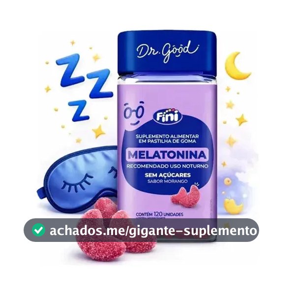 Melatonina Fini: Gomas Para Com Sabor Morango, Veganas e Sem Glúten - 120 Unidades