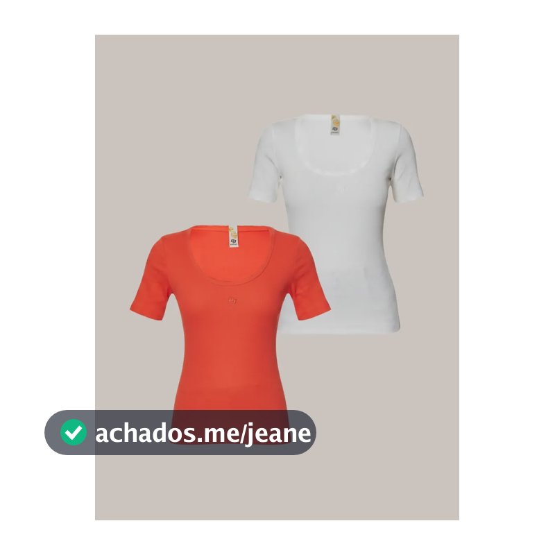 Kit 2 Peças Camiseta Feminina Slim Algodão Canelada Colcci Off/laranja P Liso