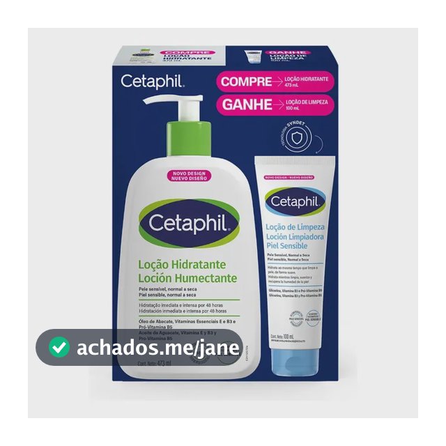 Kit Cetaphil Loção Hidratante 473ml + Loção De Limpeza 100ml - Hidratação 48h Corporal E Facial Para Pele Sensível, Normal A Seca Sem Fragrância