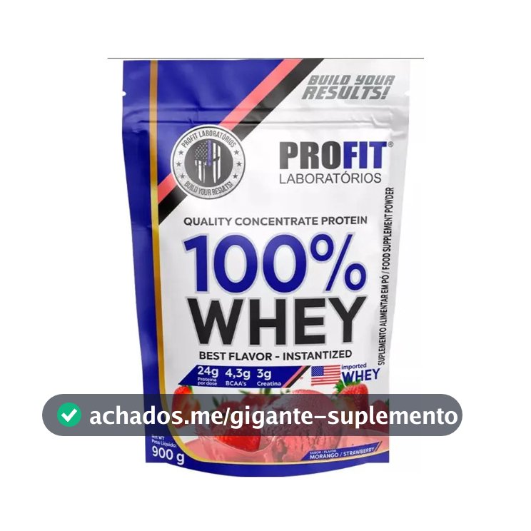 Whey protein Profit 100% Quality Concentrate em pó sabor Morango x 900g