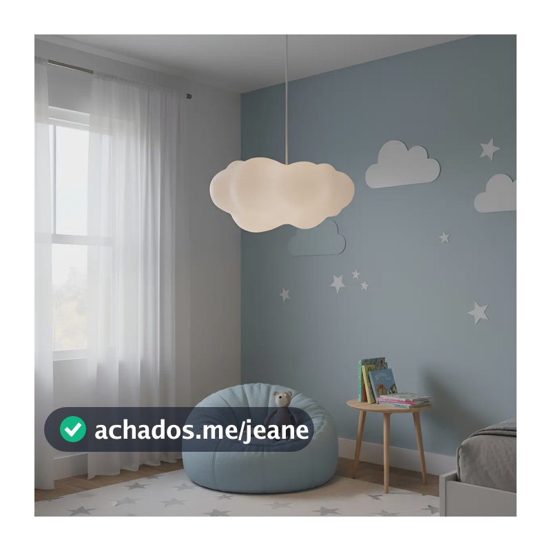 Luminária Pendente Nuvem Fluffy Decoração Fofa Quarto Bebê 127/220v Branco