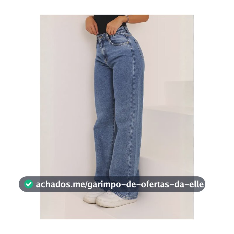 Calça Jeans Wide Leg Feminina Cintura Alta Pantalona Jeans Marmorizado Liso 40