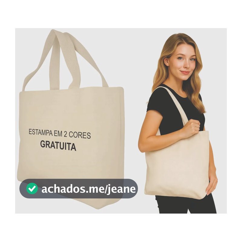 50 Sacolas Ecológicas Ecobag Personalizada 45x40x10 Cru (natural) Ecobag