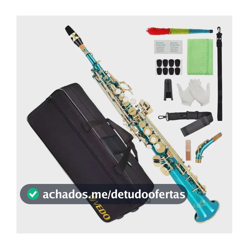 Saxofone Soprano Vedo Em Si Bemol, Com Estojo E Boquilha Azul-celeste
