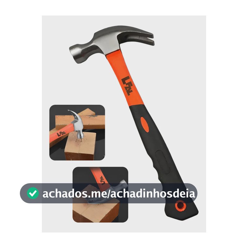 Martelo De Prego Profissional Tipo Unha Cabeça Em Aço Cabo Fibra Emborrachado Resistente Ferramenta Portátil E Multifuncional Construção Obra Casa Pedreiro Carpinteiro Serralheiro Reforma Marca Lfal