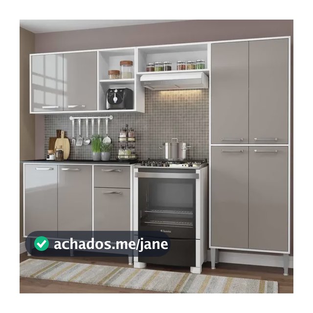 Armário de Cozinha Compacta Xangai Multimóveis VM2840 Branco/Lacca Fumê