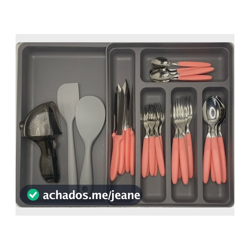 Organizador Gaveta Utensílios Multiuso Extensível Casa Primo Cor Cinza