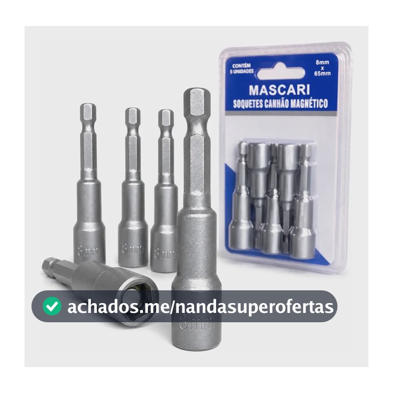 Bits Soquete Canhão Magnetico 8mm Com Imã 5 Unidades