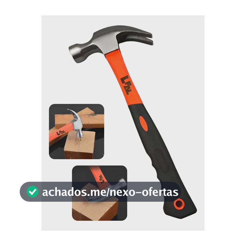 Martelo De Prego Profissional Tipo Unha Cabeça Em Aço Cabo Fibra Emborrachado Resistente Ferramenta Portátil E Multifuncional Construção Obra Casa Pedreiro Carpinteiro Serralheiro Reforma Marca Lfal