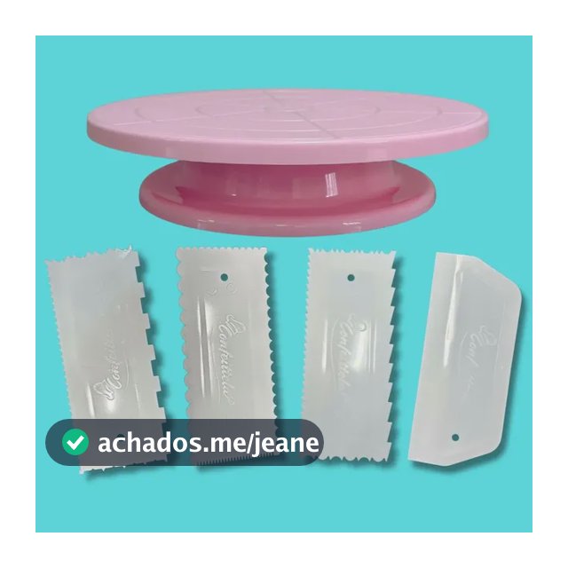 Kit Confeitaria Bailarina Giratória 30cm E 4 Espátula Grande