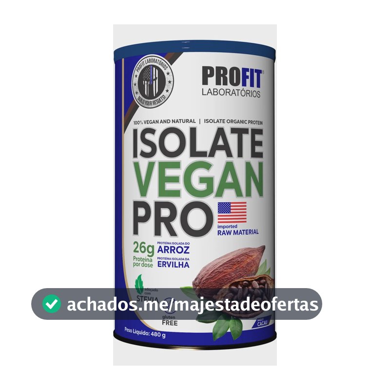 Isolate Vegan Pro 480g Zero Lactose Profit Laboratórios Sabor Chocolate
