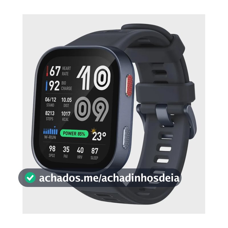 Amazfit Bip Max Amoled 2,07 Gps Chamadas 20 Dias 5 Atm 4gb Azul-escuro Mesh Preto