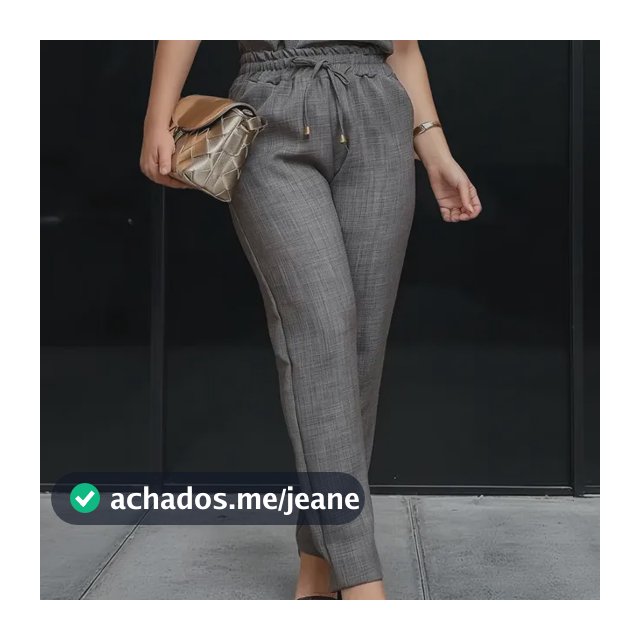 Conjunto Feminino Calça Blusa Linho Chique Básico Trabalho Cinza M