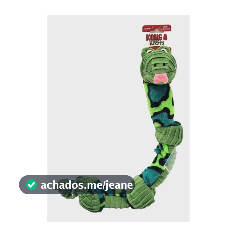 Pelúcia Kong Knots Snake Cobra Brinquedo Com Corda E Apito Cor Verde Desenho Cobrar