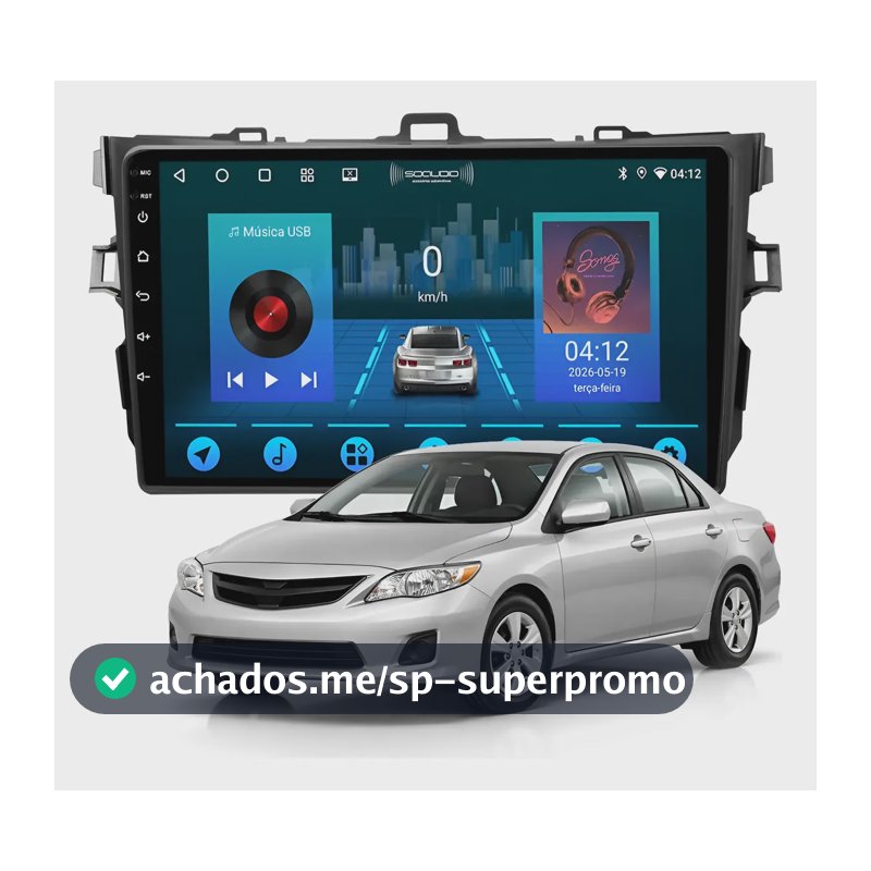 Multimídia Android Toyota Corolla 2009 A 2014 2+64gb 9p Preto
