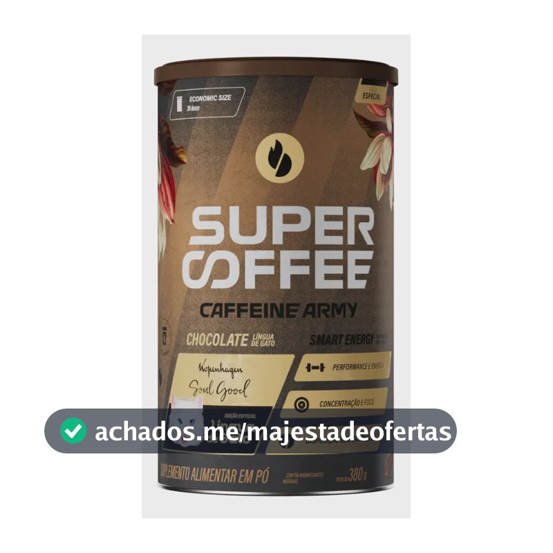 Cafeína Caffeine Army SuperCoffee - Lingua de Gato em pó sabor Chocolate ao leite x 380mL
