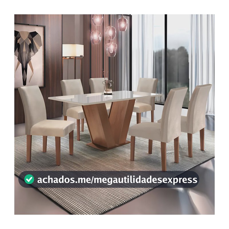 Conjunto Sala De Jantar Mesa Tampo De Vidro 6 Cadeiras Espanha Yescasa